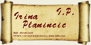 Irina Planinčić vizit kartica